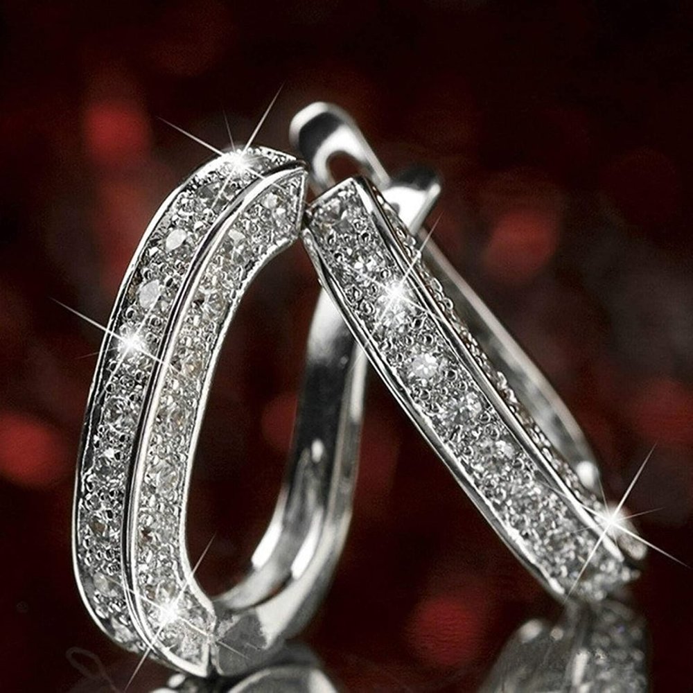 Creative Rhinestone Hoop Earrings - Picture 9 of 9